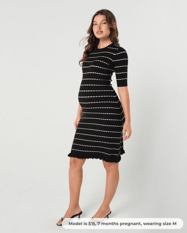 Louie Striped Knit Maternity & Nursing Dress — gallery