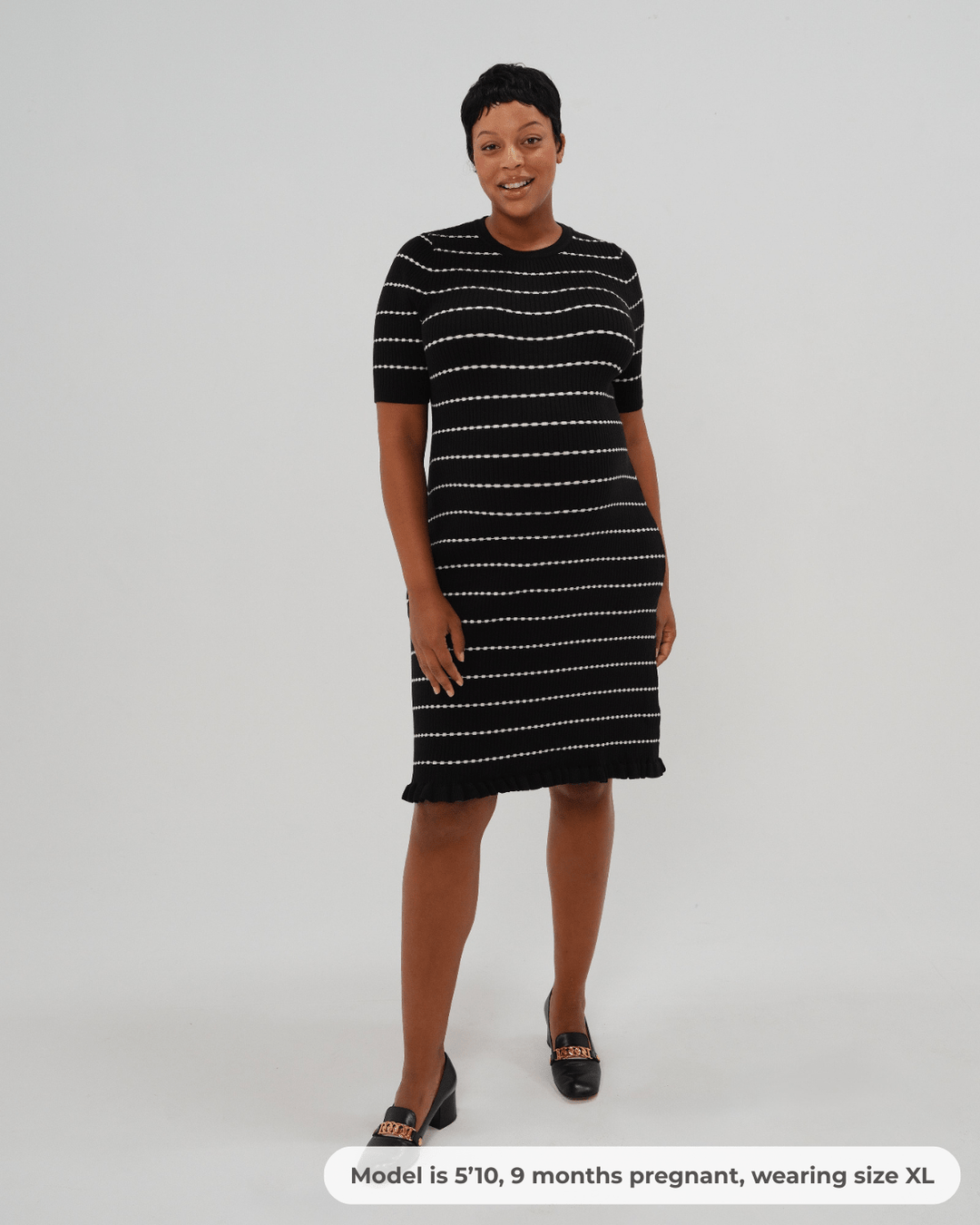 Louie Striped Knit Maternity & Nursing Dress — gallery