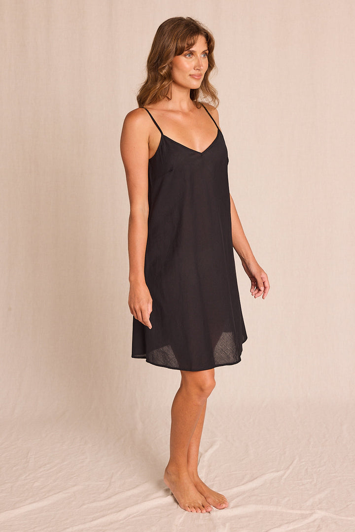 Cotton Slip in Black Robe for Women - gallery