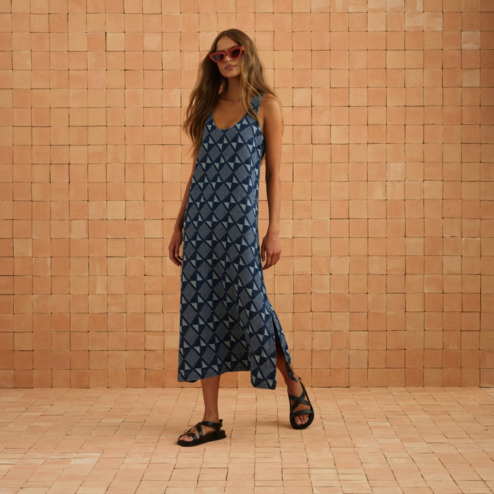 Courtney Dress In Abstract Denim — gallery