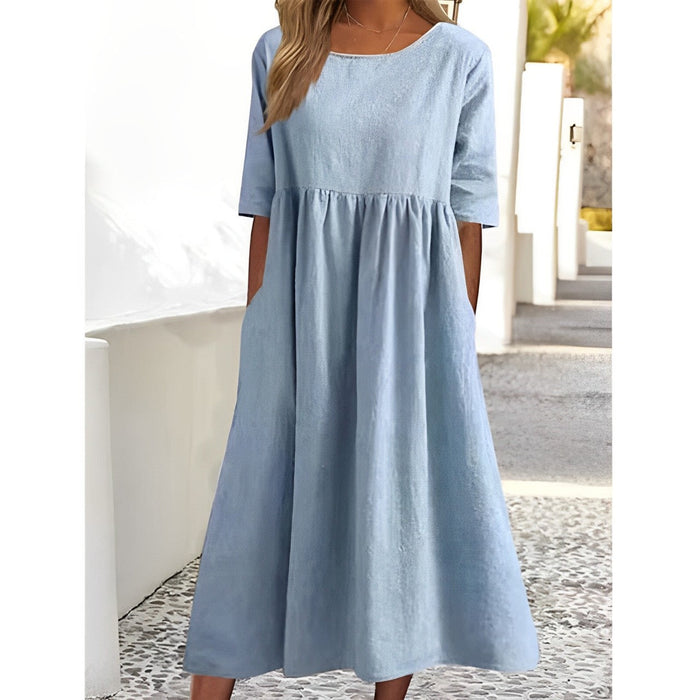 Helena Relaxed Summer Dress in Lightweight Woven Fabric