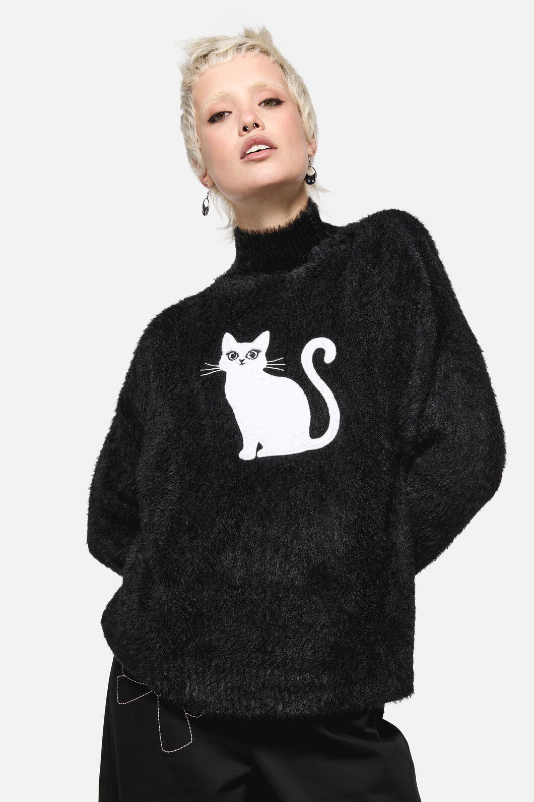 Catkins Boucle Knit Sweater Knit Top for Women