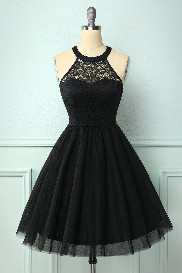 Burgundy Lace Halter Dress with Tulle Skirt for Women