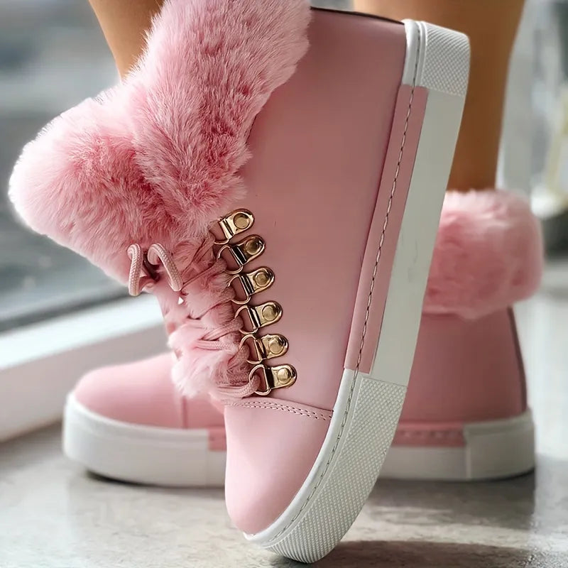 Lace-Up Padded Ankle Boots with Colour Block Detail