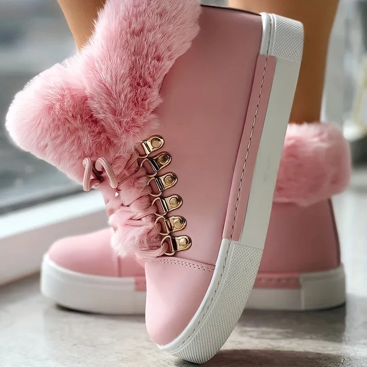 Lace-Up Padded Ankle Boots with Colour Block Detail