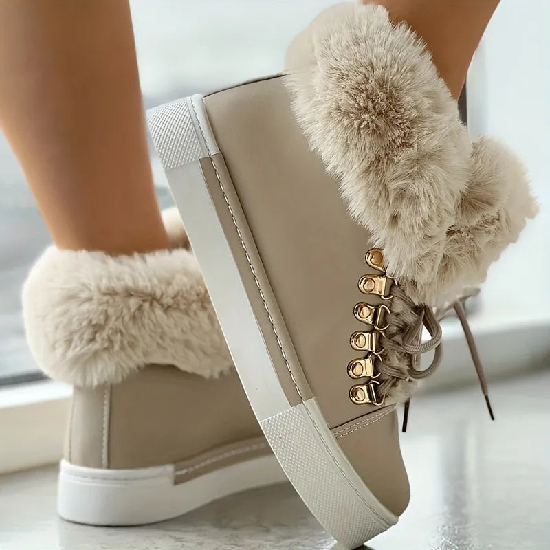 Lace-Up Padded Ankle Boots with Colour Block Detail