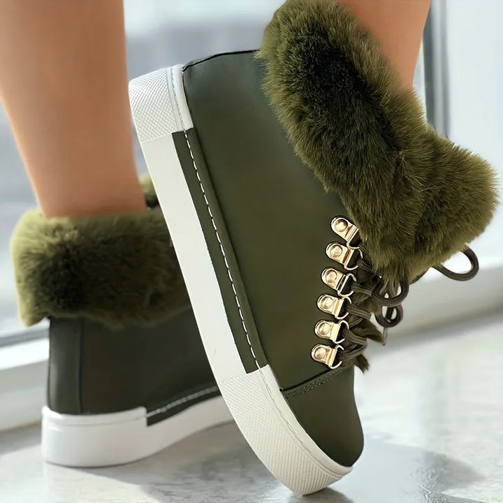 Lace-Up Padded Ankle Boots with Colour Block Detail