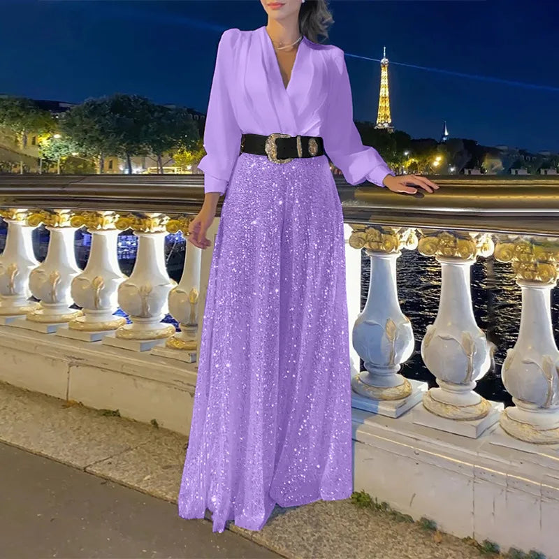 Gracielle Wide-Leg Jumpsuit with V-Neck for Women