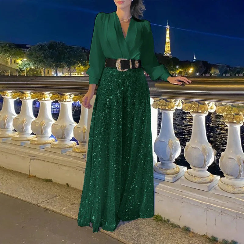 Gracielle Wide-Leg Jumpsuit with V-Neck for Women