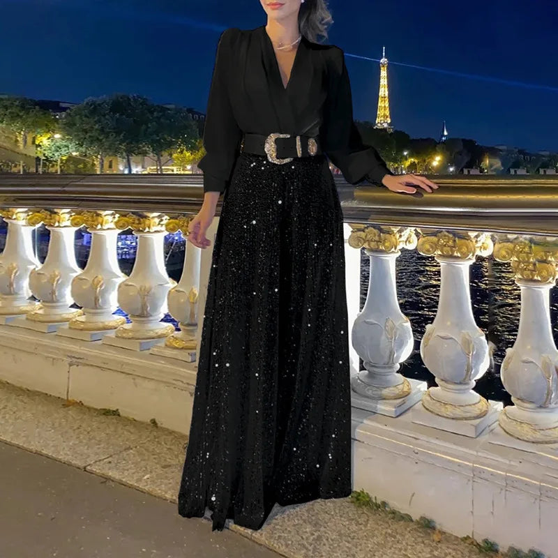 Gracielle Wide-Leg Jumpsuit with V-Neck for Women