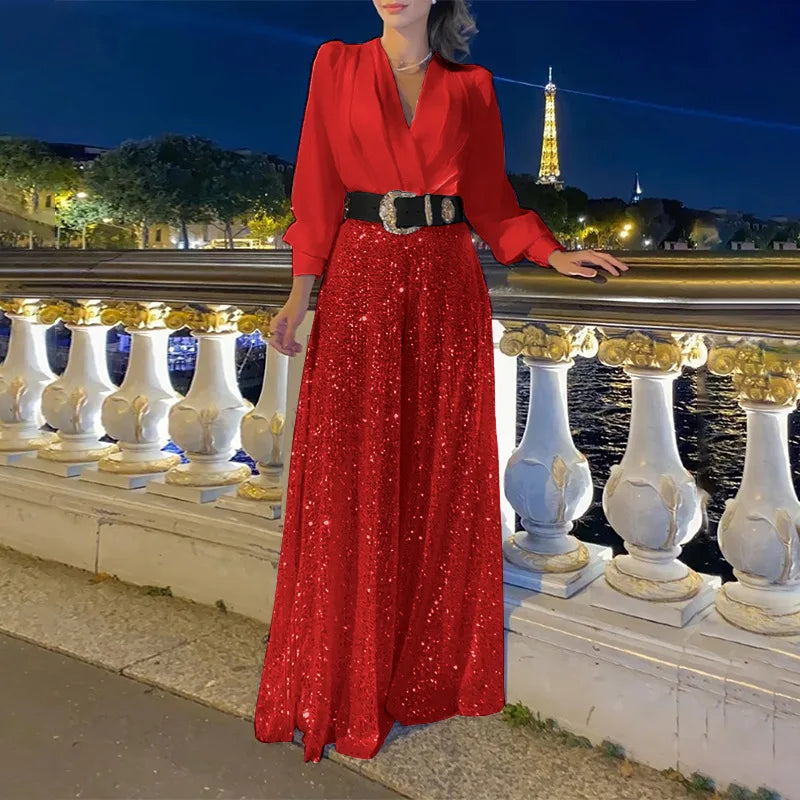 Gracielle Wide-Leg Jumpsuit with V-Neck for Women