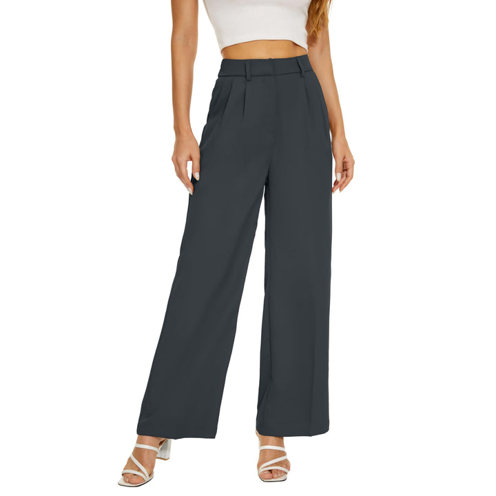 Loose Office Trousers Business Casual Pants Tall Type for Women - Dark Gray