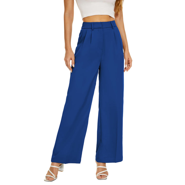 Loose Office Trousers Business Casual Pants Tall Type for Women - Dark Blue