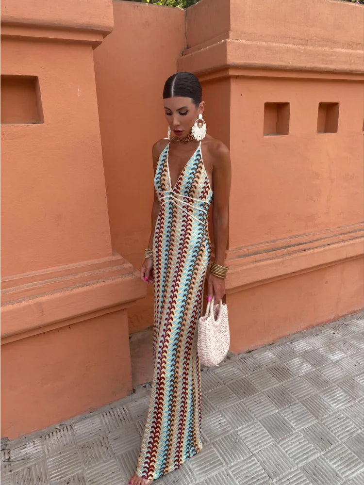 Lace-Trim Sleeveless Maxi Beach Cover-Up for Women
