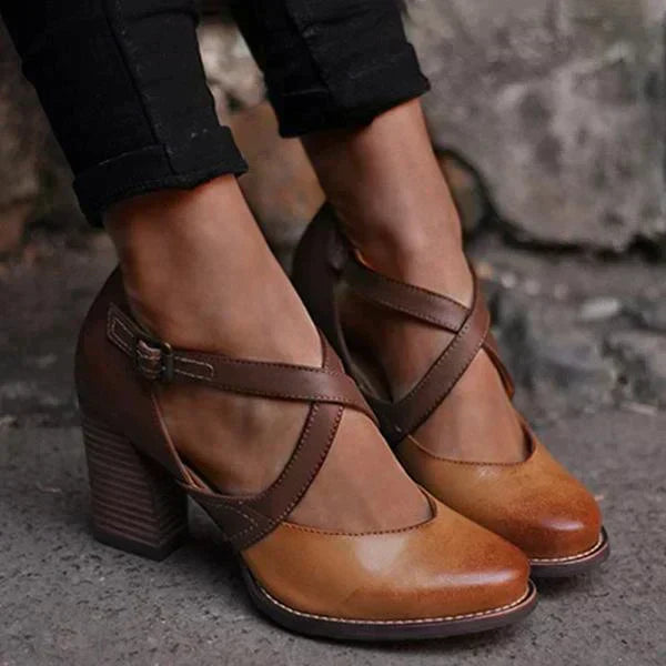 Women's Heeled Clogs in Brown - Block Heel Mule