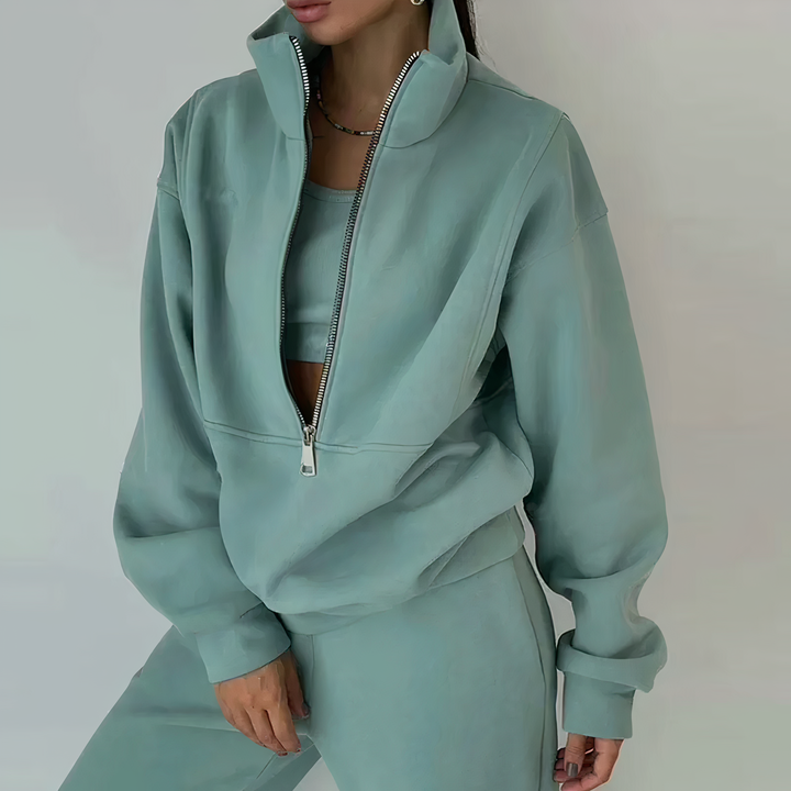 Ira Two-Piece Tracksuit Set with Tapered Leg Trousers