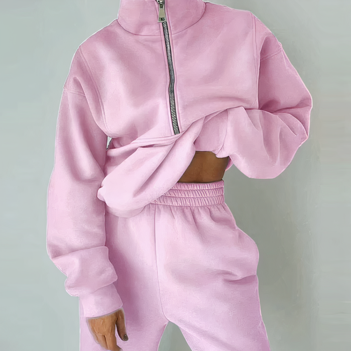 Ira Two-Piece Tracksuit Set with Tapered Leg Trousers