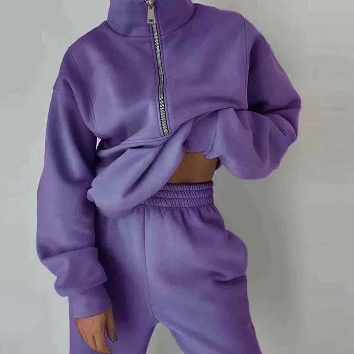 Ira Two-Piece Tracksuit Set with Tapered Leg Trousers