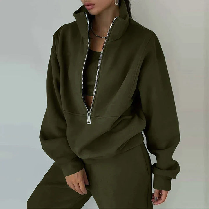 Ira Two-Piece Tracksuit Set with Tapered Leg Trousers