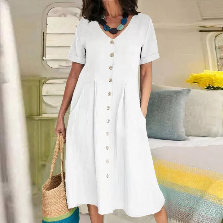 Ester Relaxed Cotton Midi Dress for Spring and Summer