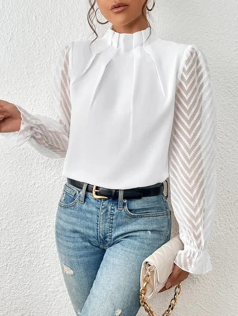 Fabiana Refined Long-Sleeve Top in a Smooth Woven Fabric