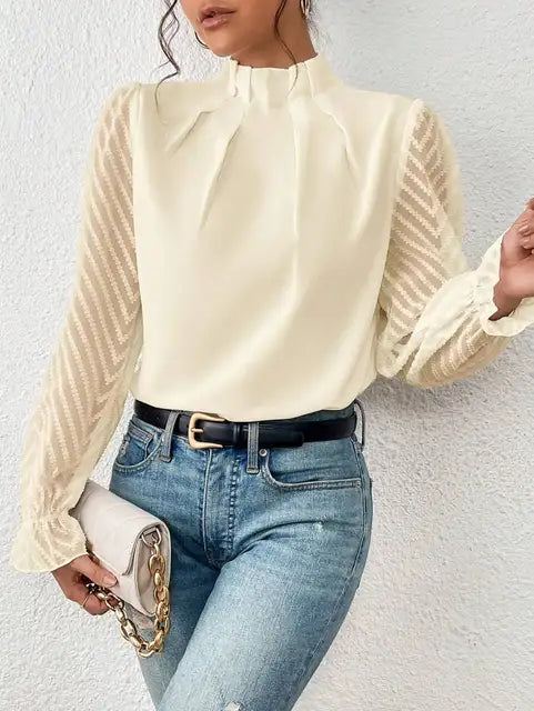 Fabiana Refined Long-Sleeve Top in a Smooth Woven Fabric