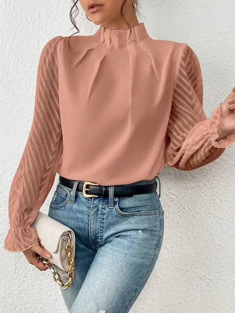 Fabiana Refined Long-Sleeve Top in a Smooth Woven Fabric