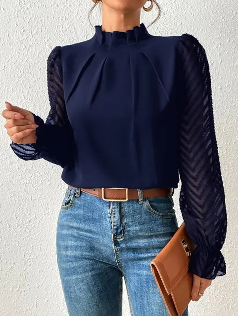 Fabiana Refined Long-Sleeve Top in a Smooth Woven Fabric