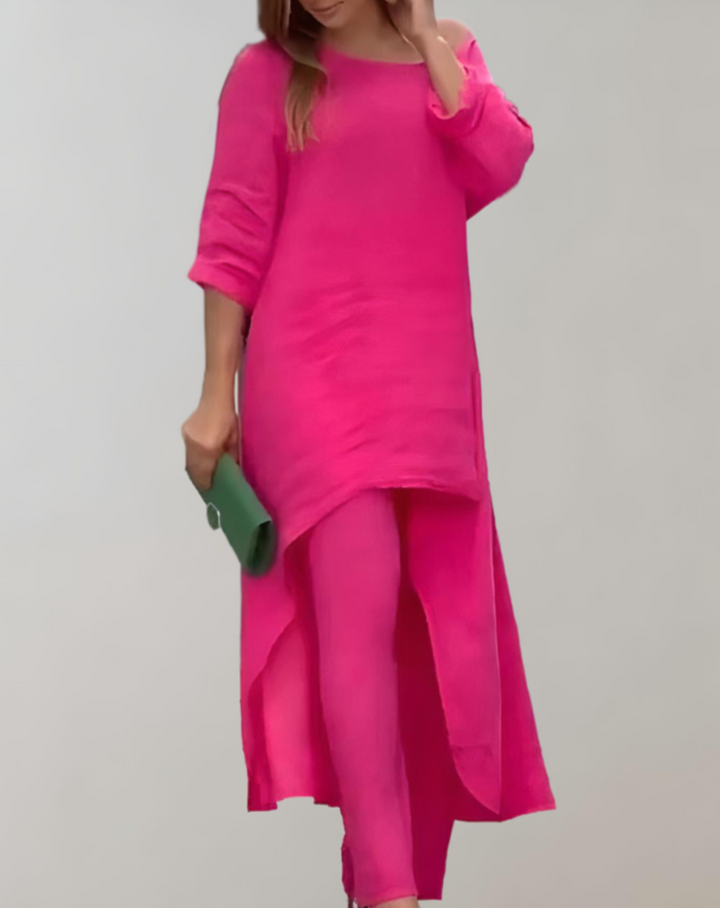 Two-Piece Tailored Lapel Pantsuit with Wide-Leg Trousers
