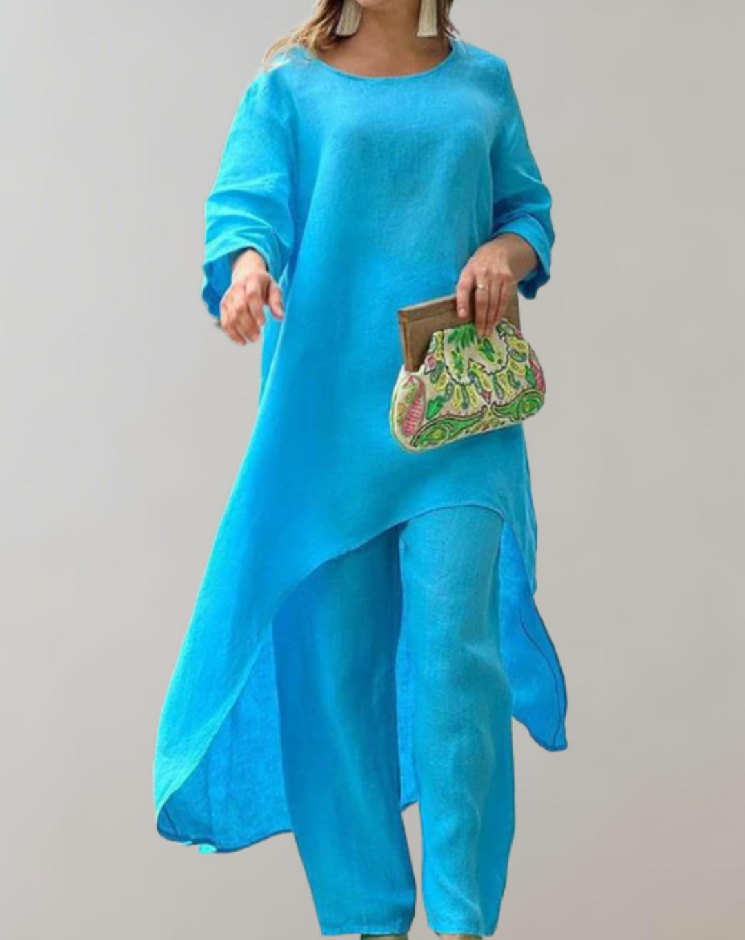 Two-Piece Tailored Lapel Pantsuit with Wide-Leg Trousers
