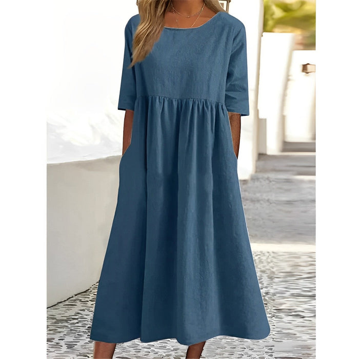 Helena Relaxed Summer Dress in Lightweight Woven Fabric