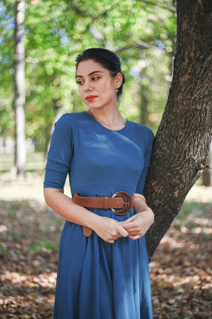 Indigo Lattice ~ Faye Dress for Women - gallery