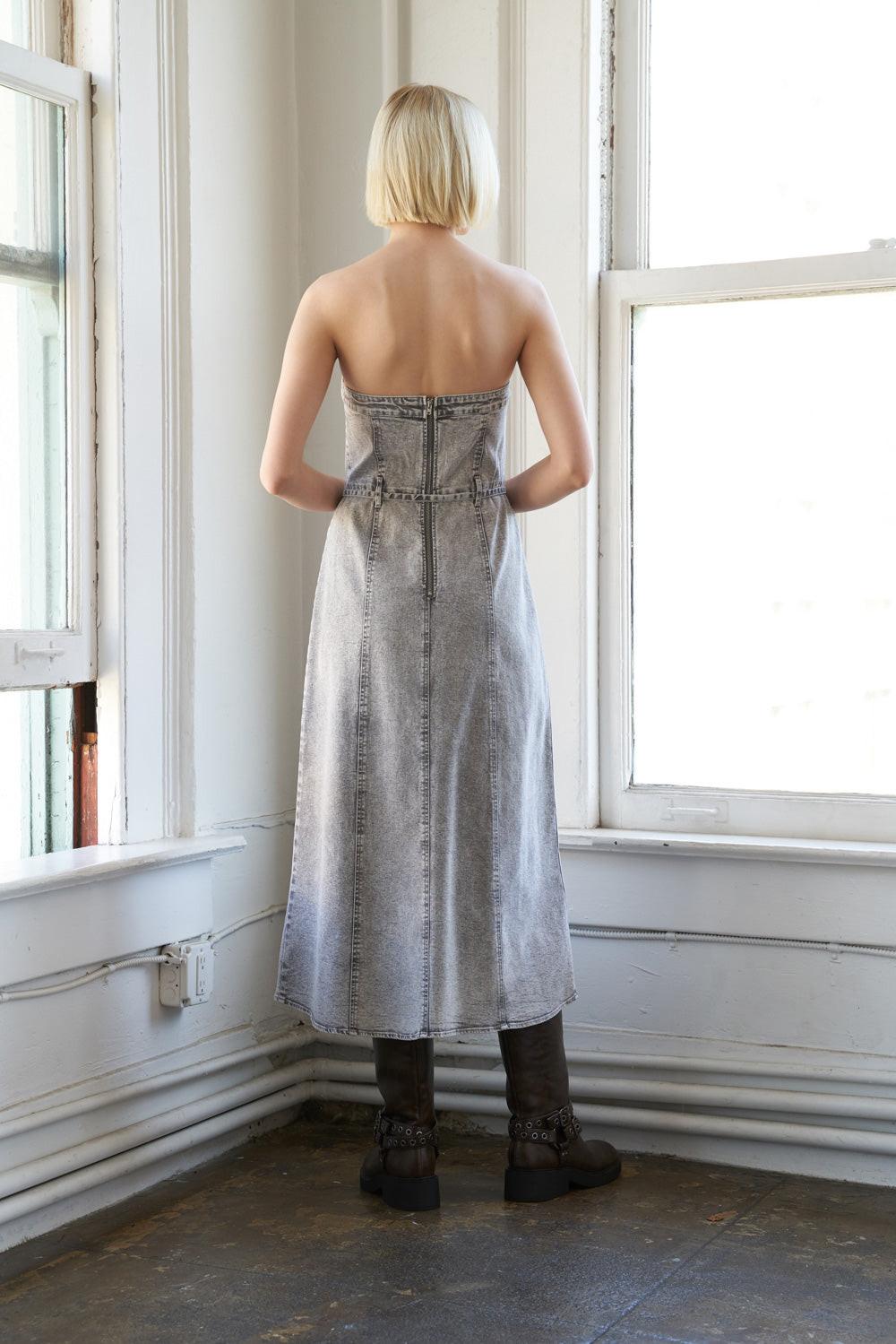 SECRET CRUSH TWILL MIDI DRESS — gallery