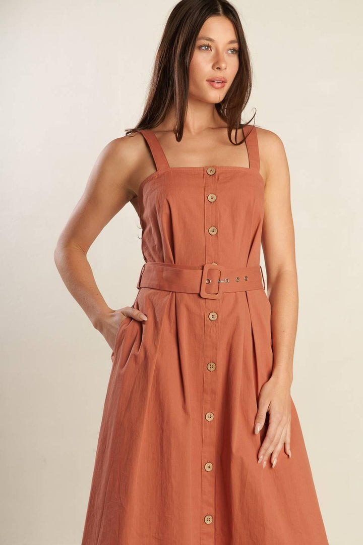 CALIFORNIA DREAMING WOVEN MIDI DRESS — gallery