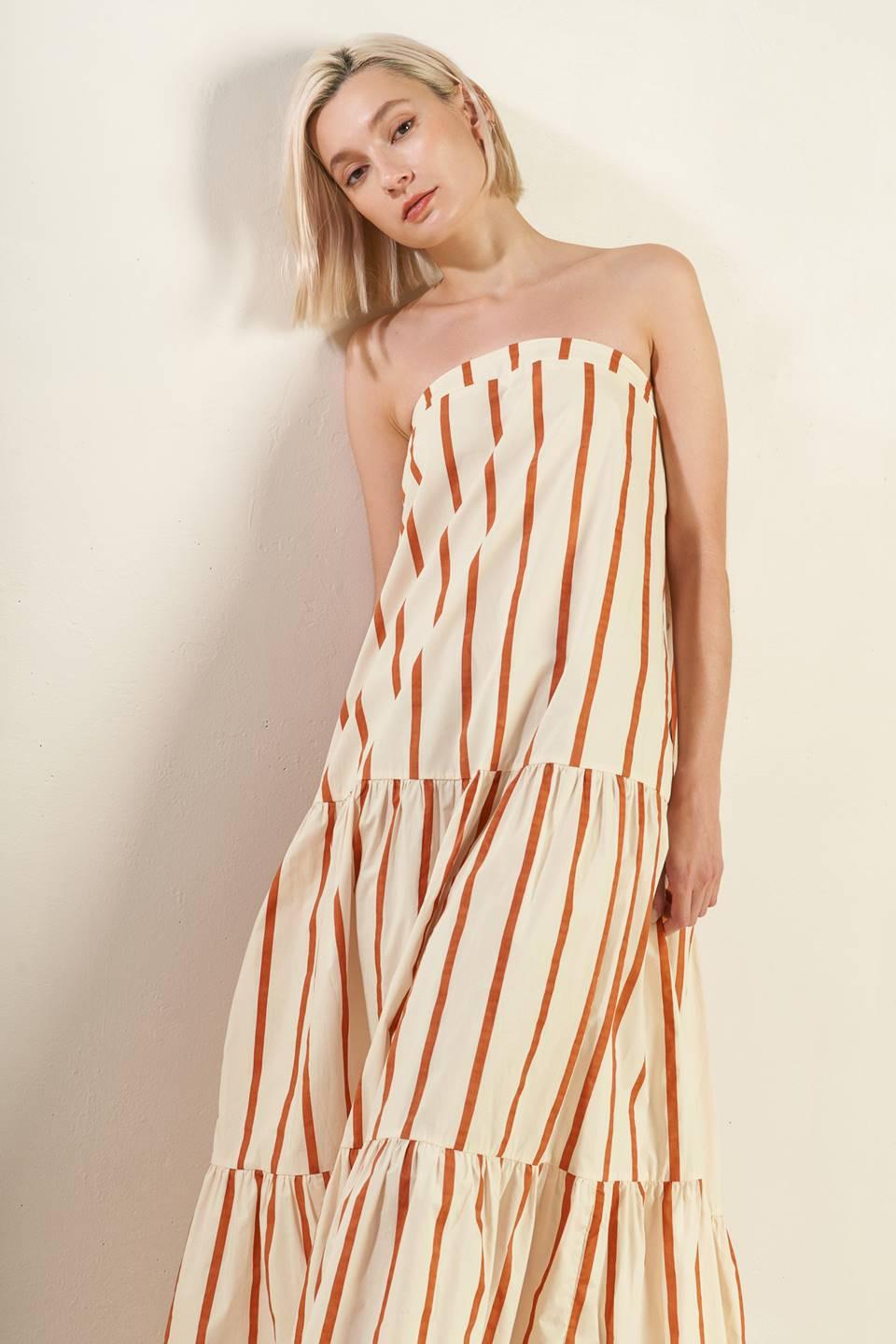SWEET REMINISCENCE WOVEN MAXI DRESS — IVORY/RUST