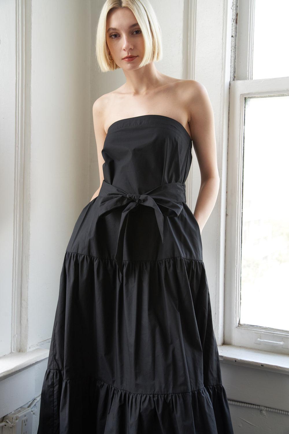GIRLS JUST WANNA HAVE WOVEN MAXI DRESS — BLACK