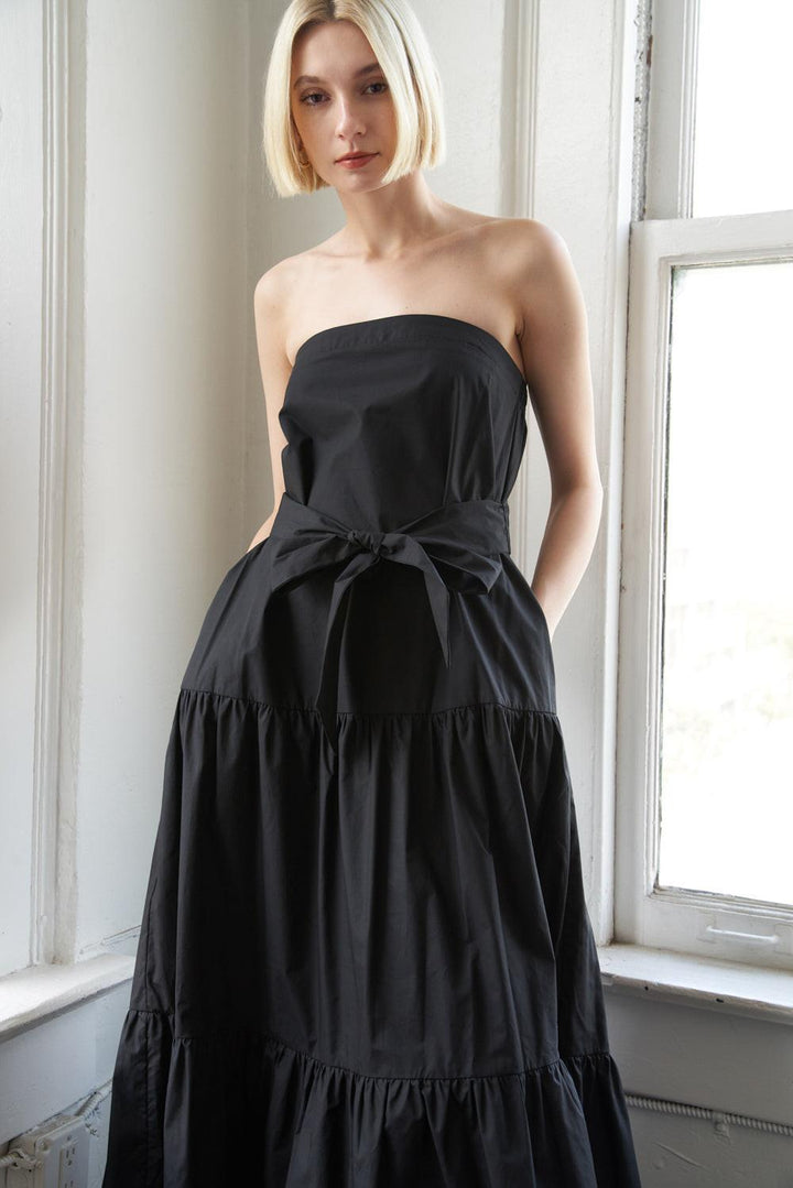 GIRLS JUST WANNA HAVE WOVEN MAXI DRESS — BLACK