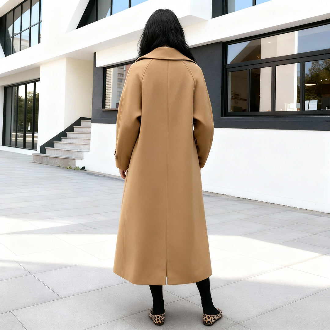 Long Wrap Overcoat with a Structured Shell for Women