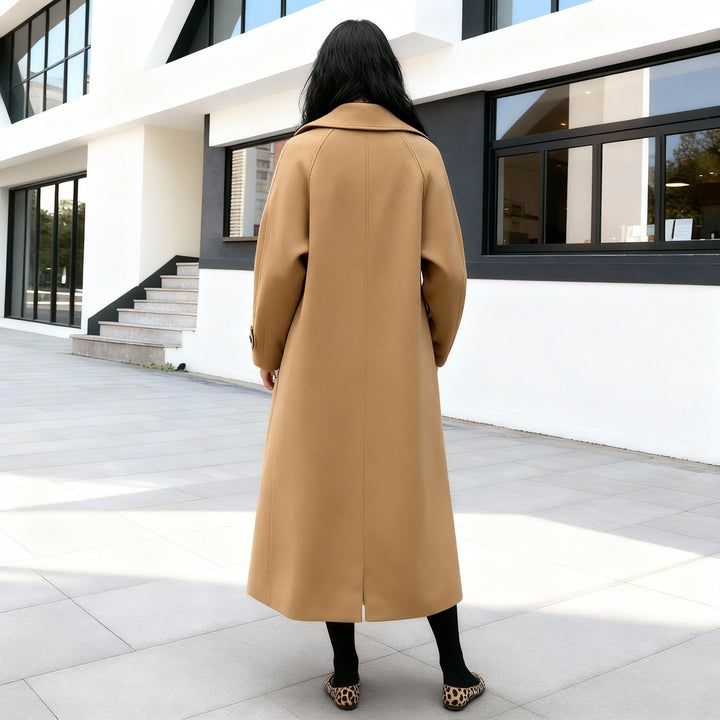 Long Wrap Overcoat with a Structured Shell for Women