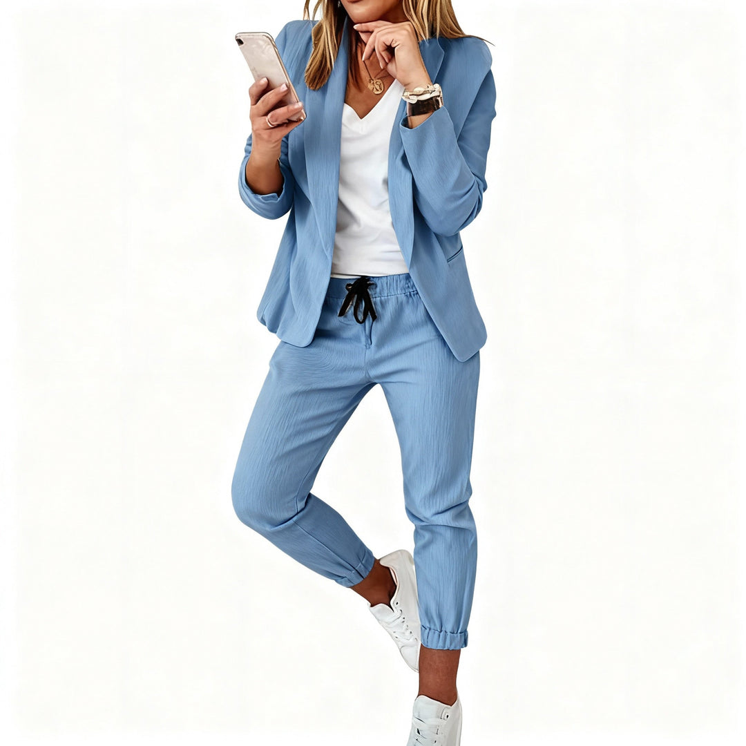 Tailored Blazer and Jogger Co-ord Set in Linen Blend