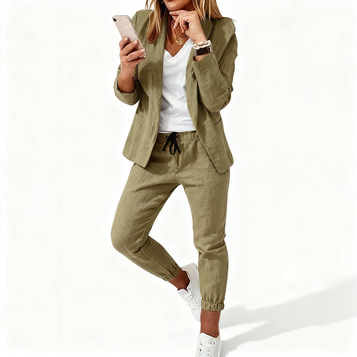 Tailored Blazer and Jogger Co-ord Set in Linen Blend