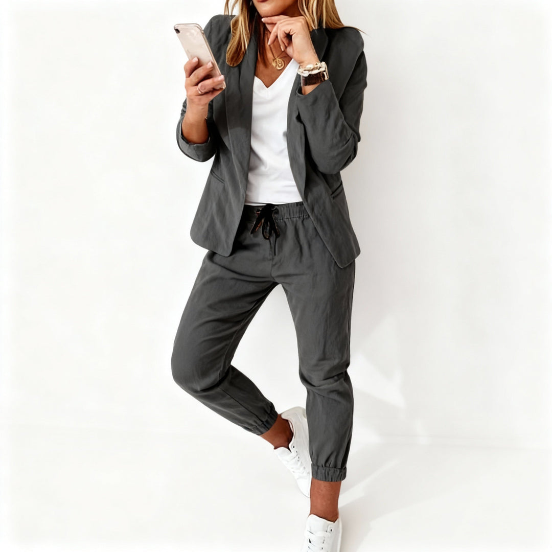 Tailored Blazer and Jogger Co-ord Set in Linen Blend