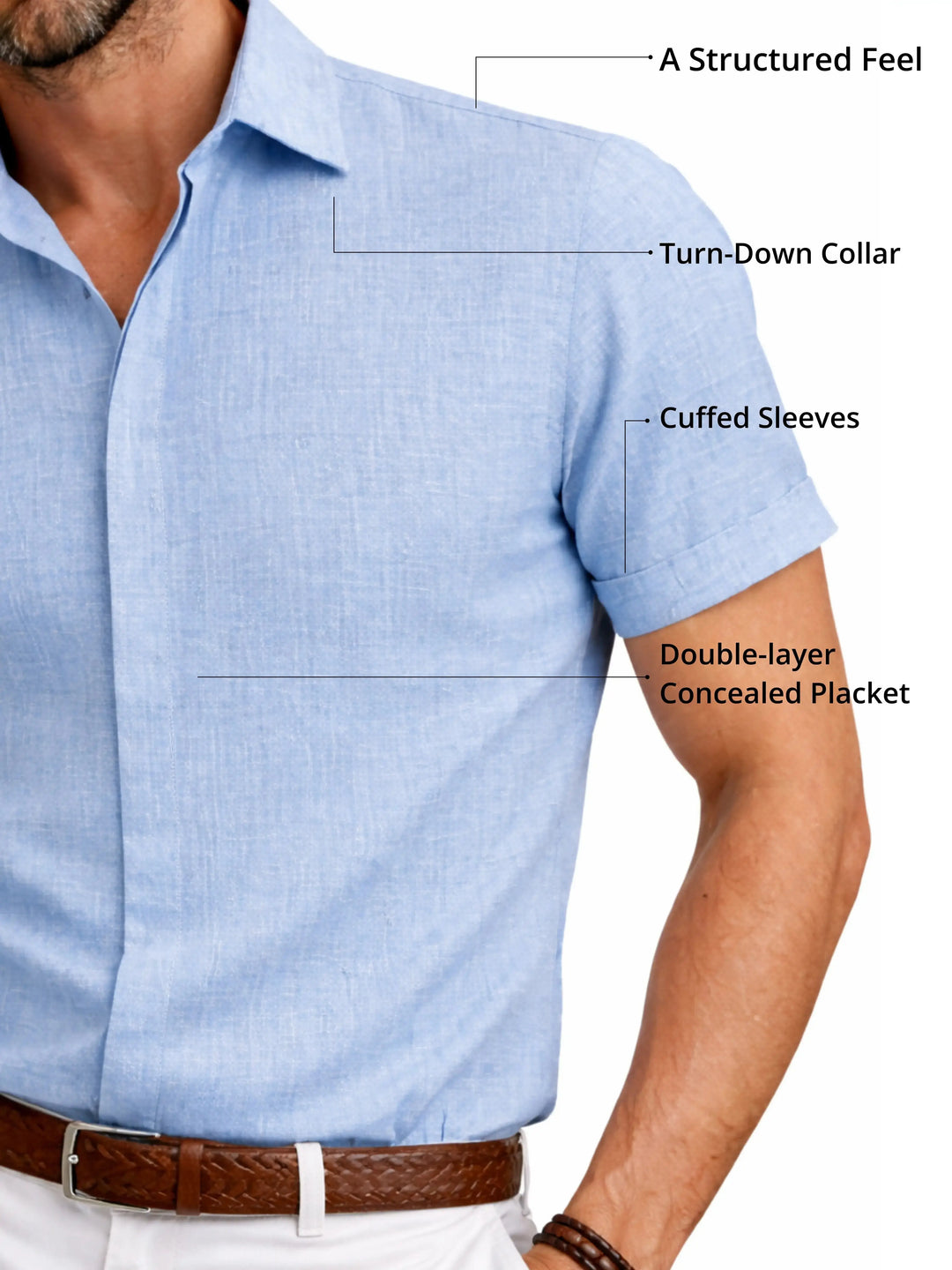 Linen Cotton Blend Short Sleeve Shirt for Men - gallery