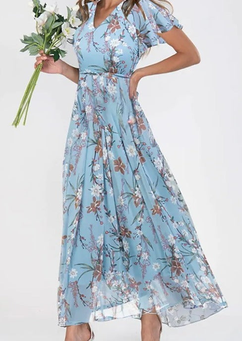 Vibrant Printed Maxi Dress with Layered Underskirt
