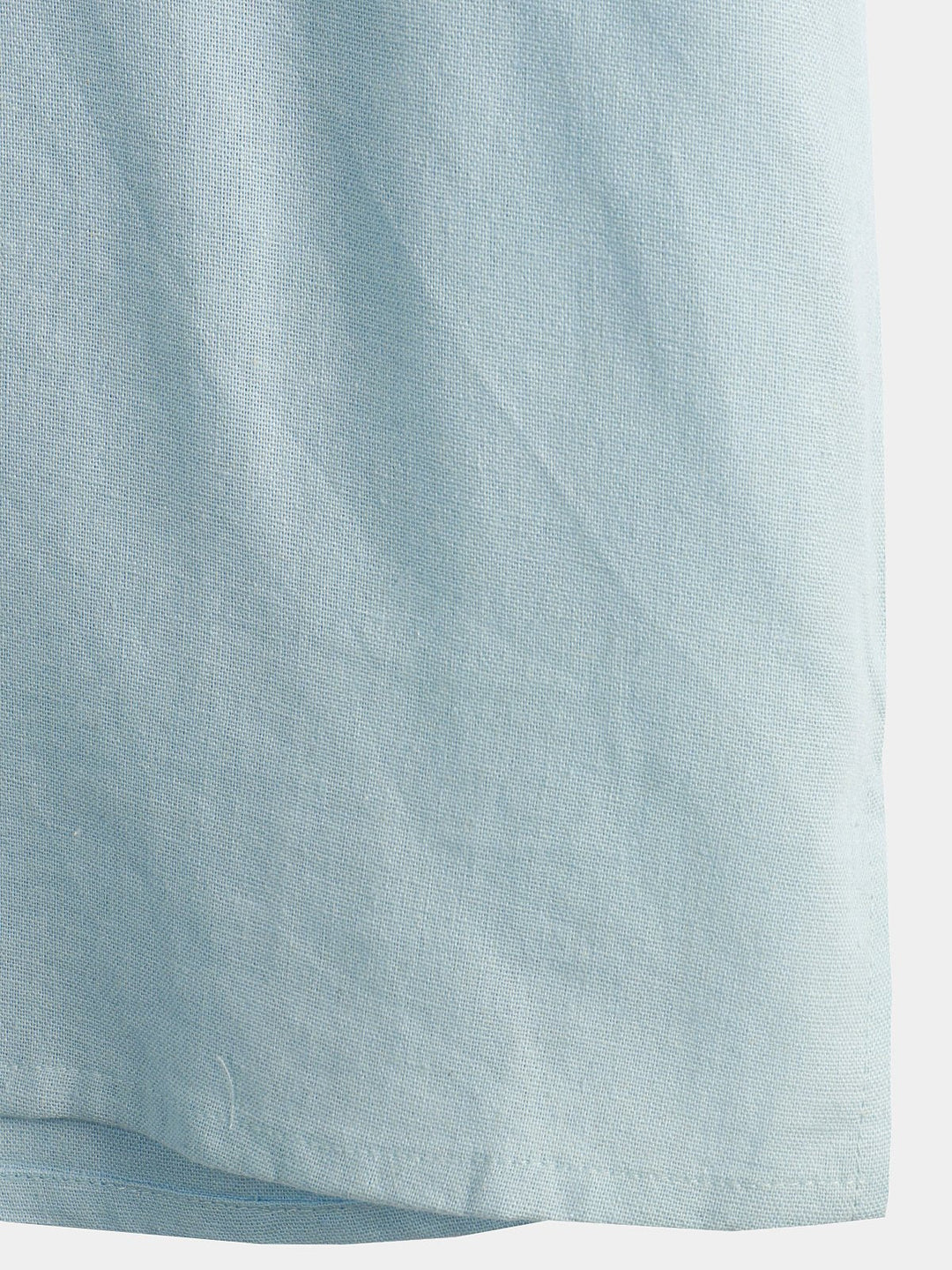 Solid Stand Collar Half-Button Linen Cotton Shirt for Men - color_variant