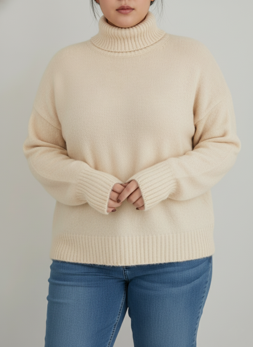 Women's Plus Size Turtleneck Knit Jumper in Three Colours