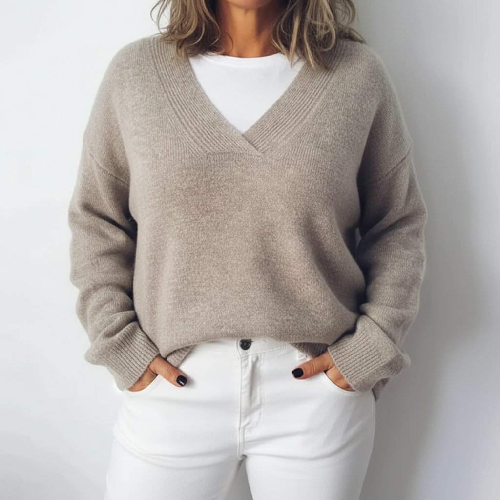 Oversized V-Neck Knit Jumper in a Generous Plus Fit
