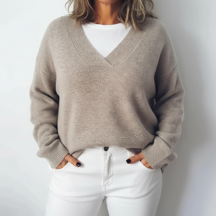 Oversized V-Neck Knit Jumper in a Generous Plus Fit