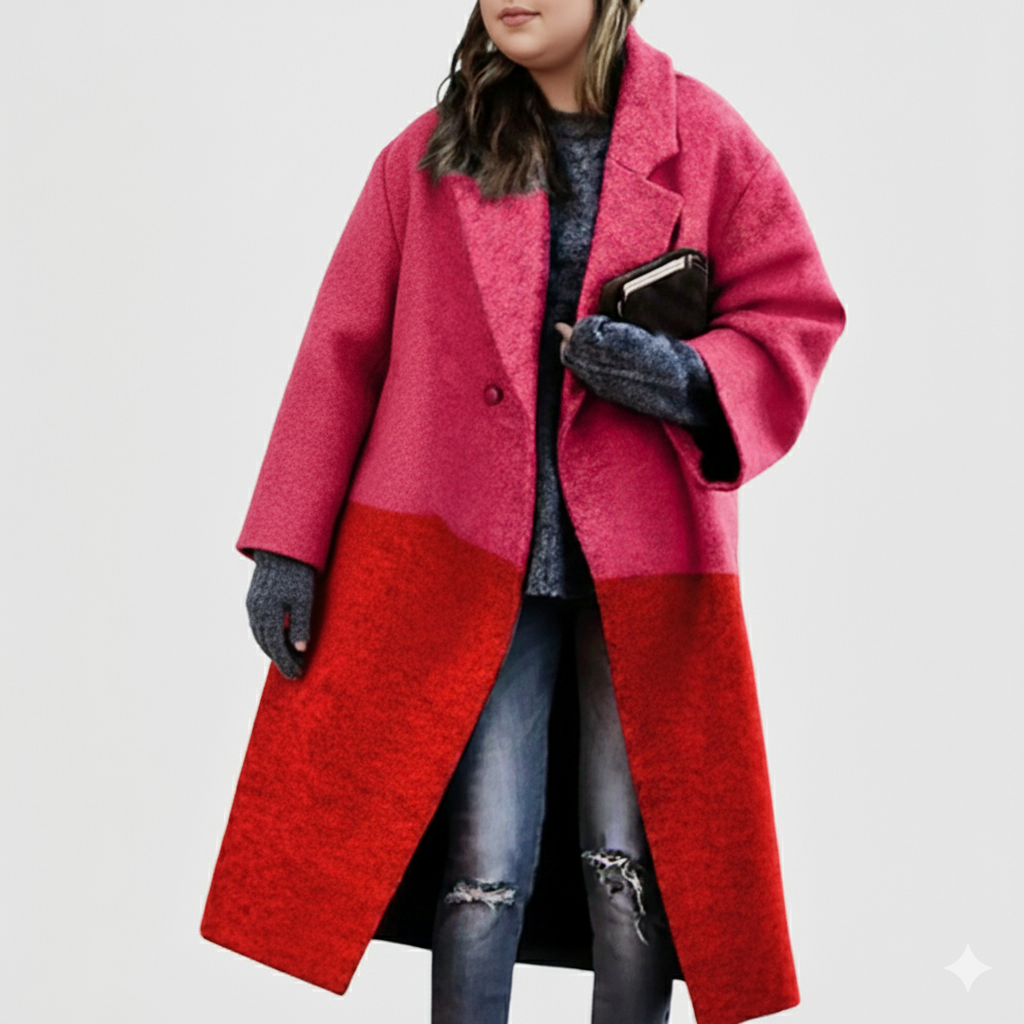 Long Wool Overcoat - Generous Cut, Mid-Calf Length