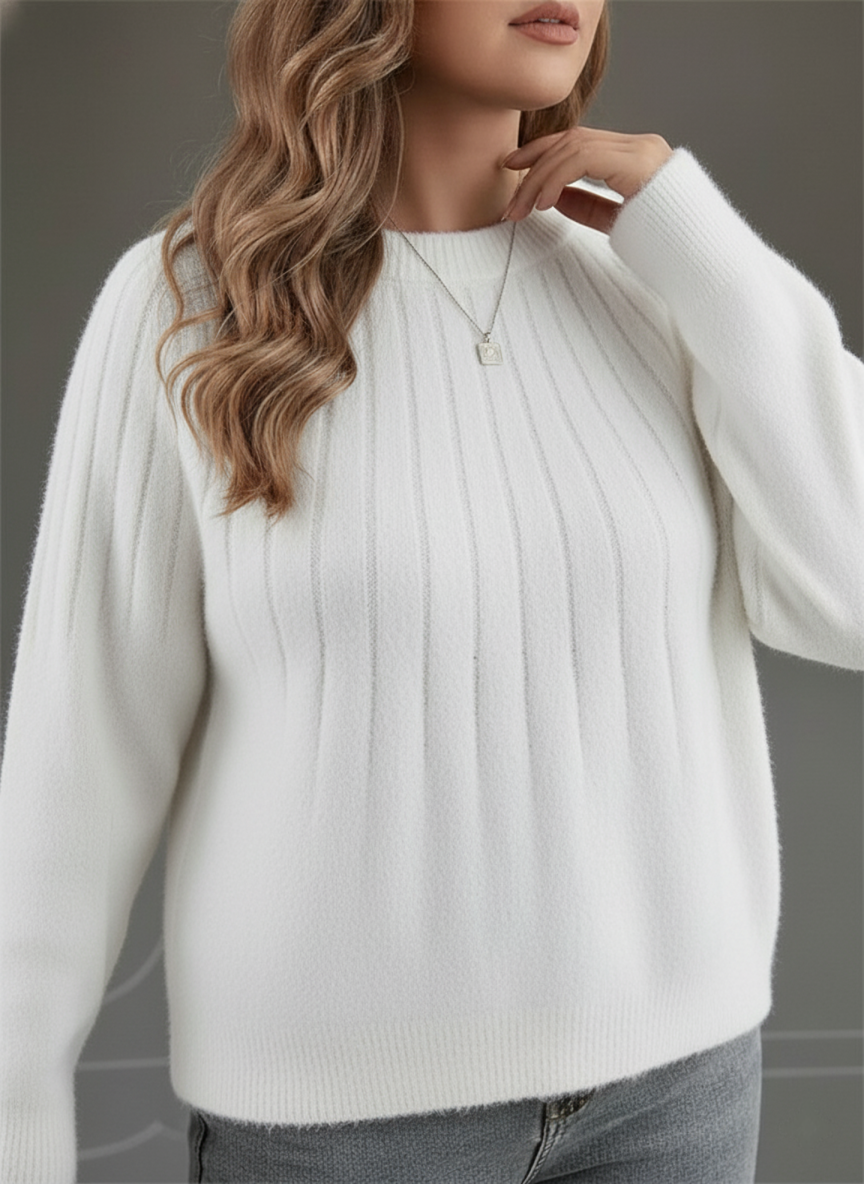 Ribbed Knit Jumper with a Relaxed, Curve-Friendly Fit